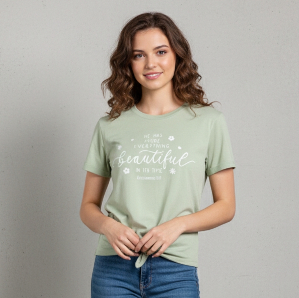 Homegirl Society Women's Green Religious Graphic Short Sleeve T-Shirt Sz Small🐈